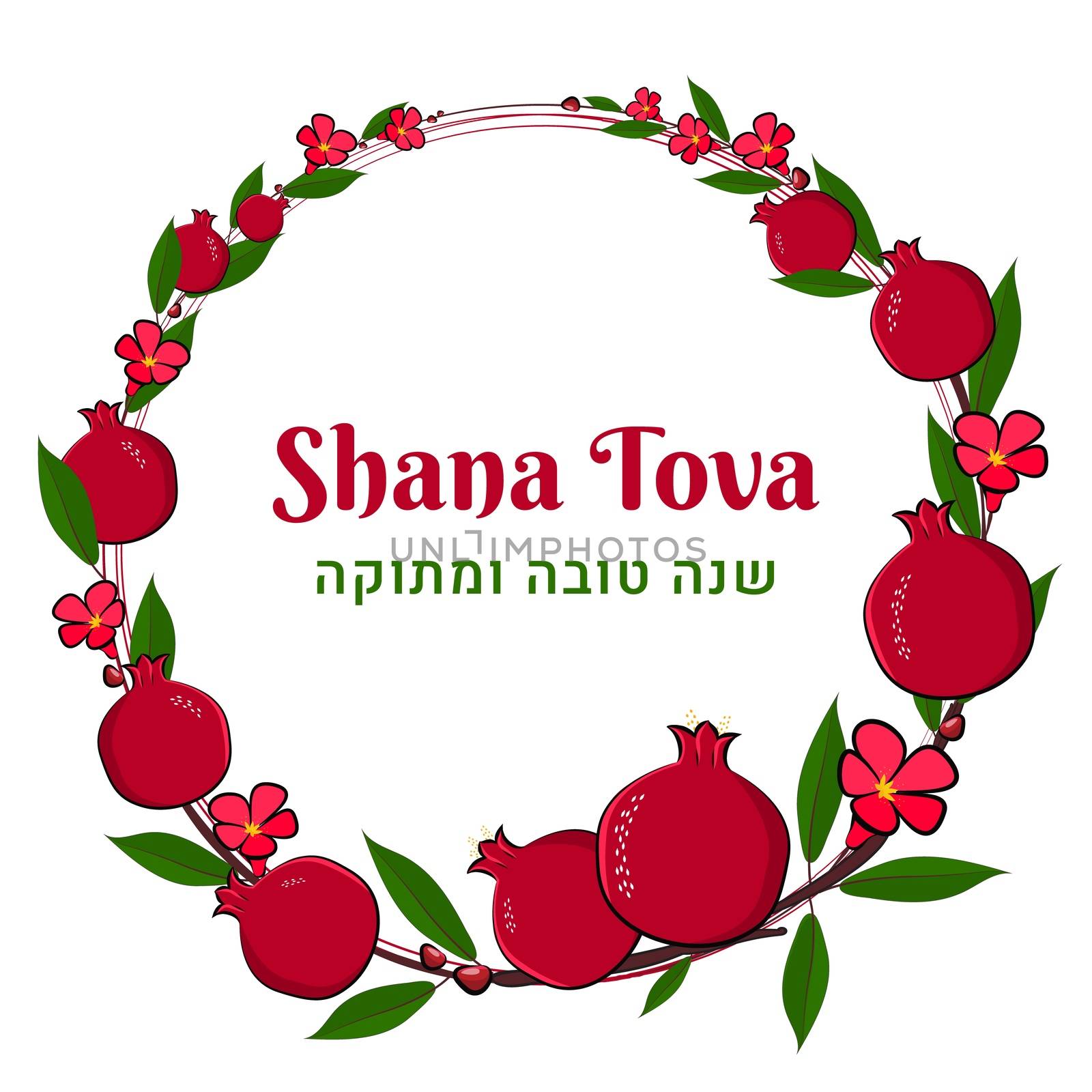 Rosh Hashana Greeting banner with symbol of Jewish Ney Year holiday by Sofir