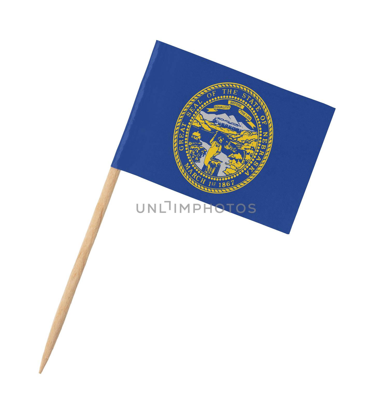 Small paper US-state flag on wooden stick - Nebraska  by michaklootwijk
