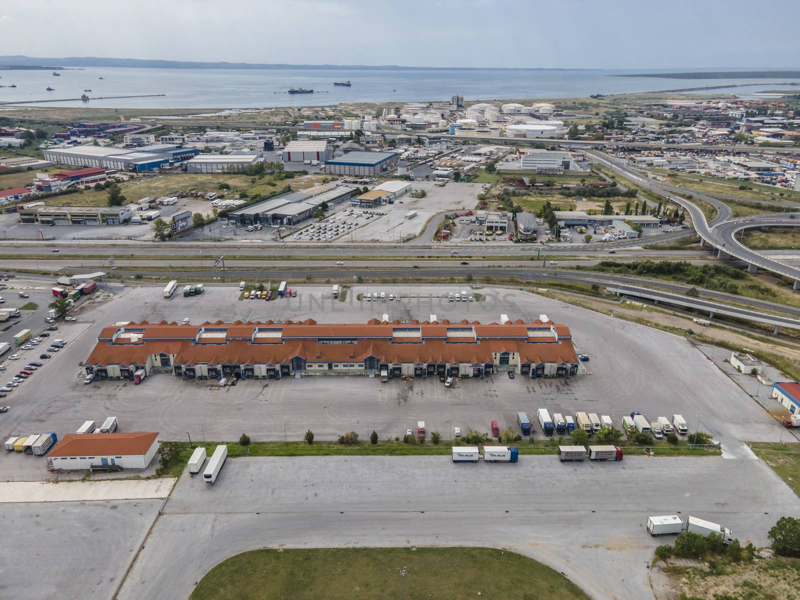 Day top panorama of main meat, fruit & vegetable supply area, located at western part of city entrance.