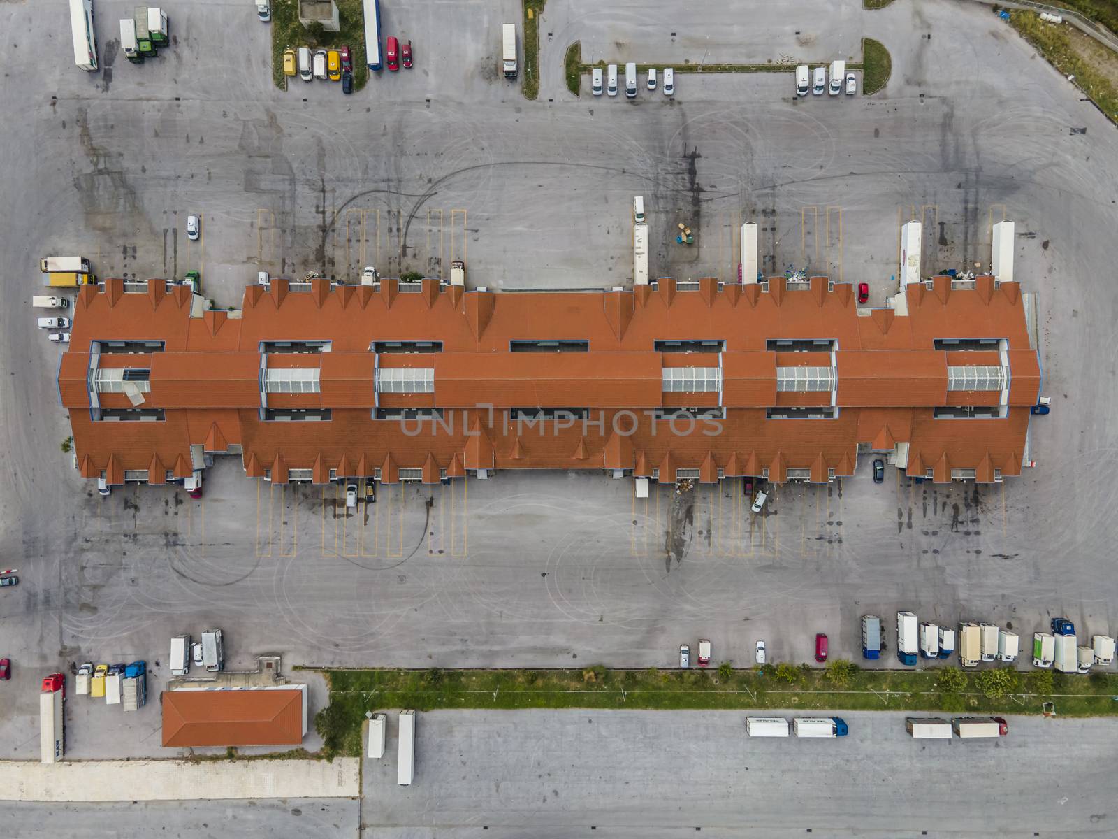Day top panorama of main meat, fruit & vegetable supply area, located at western part of city entrance.