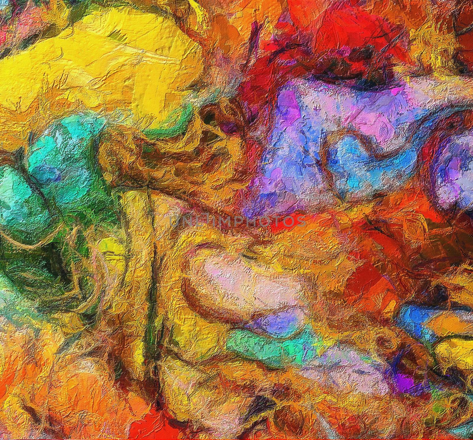 Colorful Abstract Painting. 3D rendering