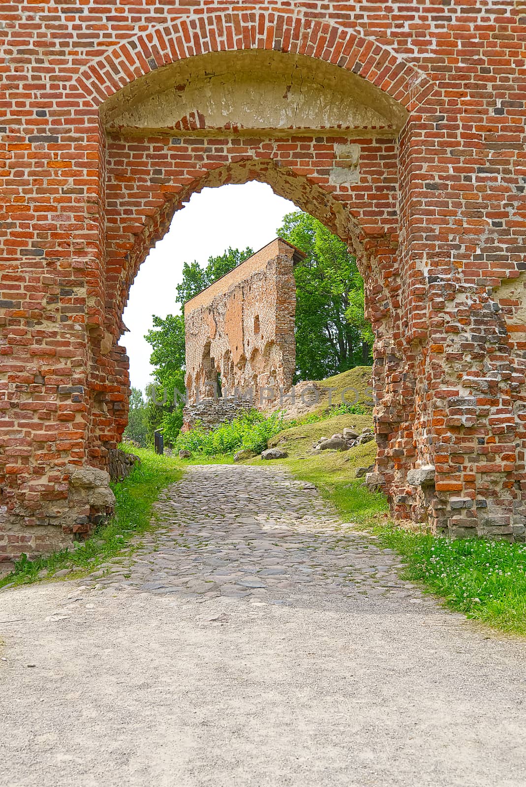 Ruins of medieval castle in Viljandi, Estonia in summer sunny day. soft focus