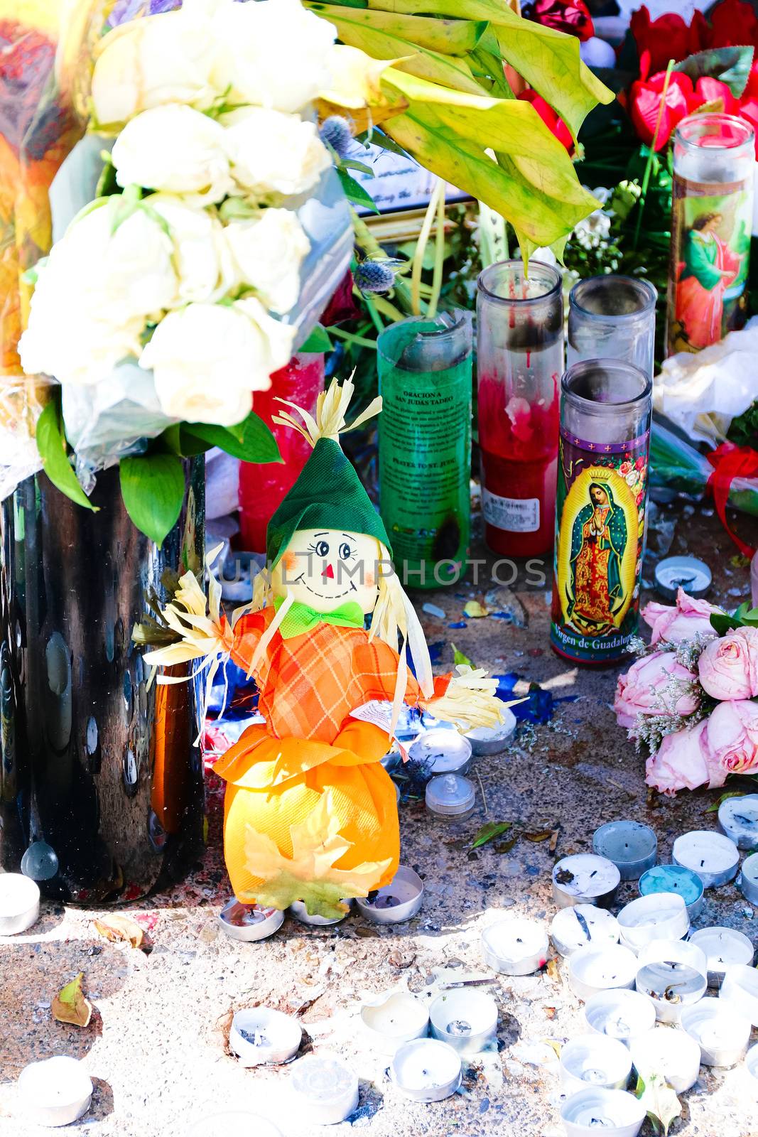 Las Vegas,NV/USA - Oct 07 ,2017 : Memorial Message of the Las Vegas gun shooting victims on the Las Vegas Strip Near the Mandalay Bay. In memory of the 58 victims from the 1 October,2017 shooting.