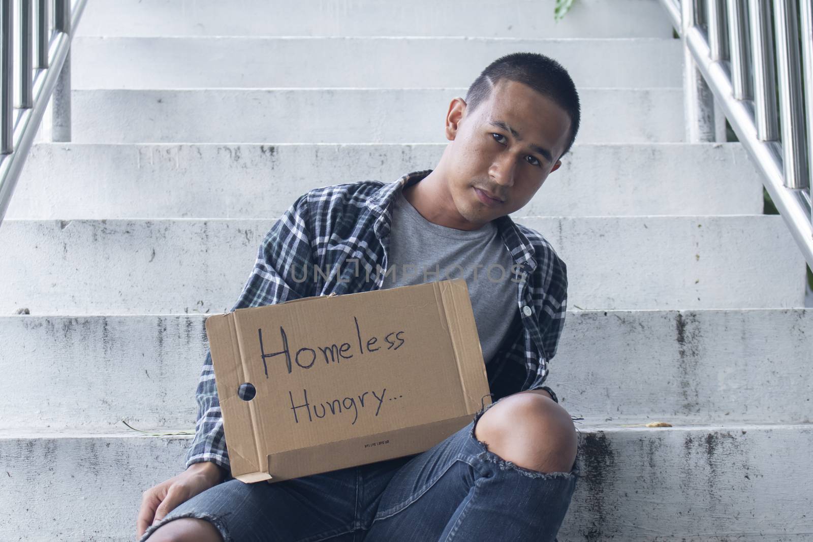 Unhappy homeless man by Gobba17