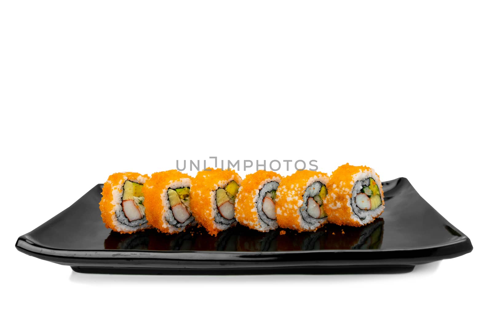 Sushi roll on white background.  Japan food concept