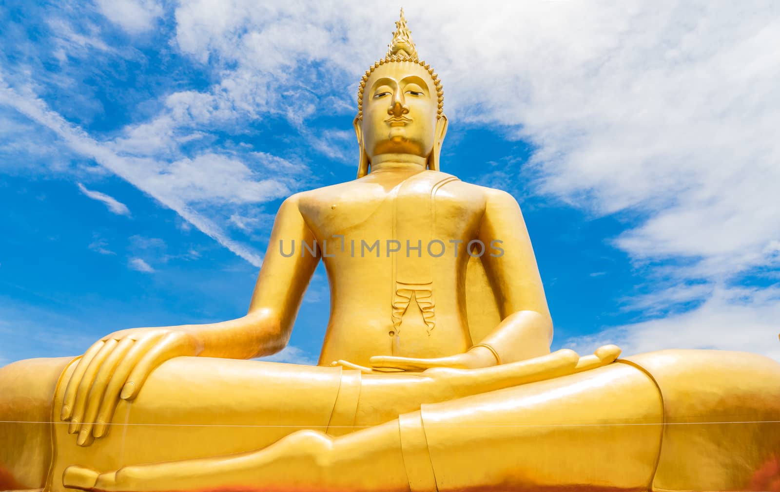 Big Buddha and holy thread in Wat Bang Chak at Thailand