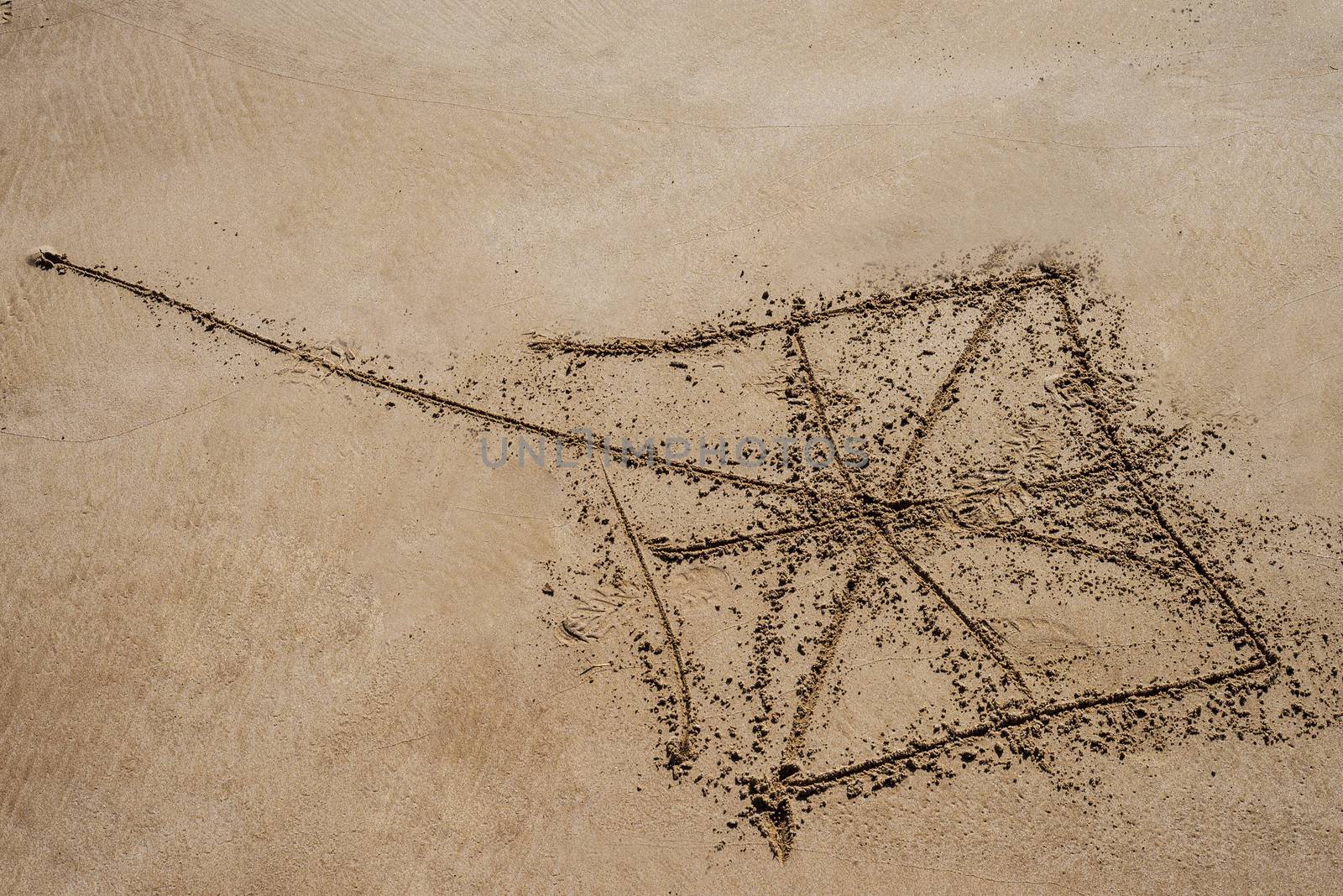 kite drawing in sand background