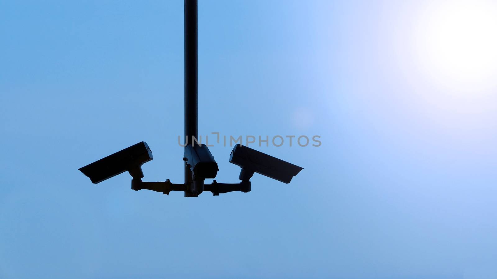 Silhoutte images of security camera or cctv video surveilance by gnepphoto