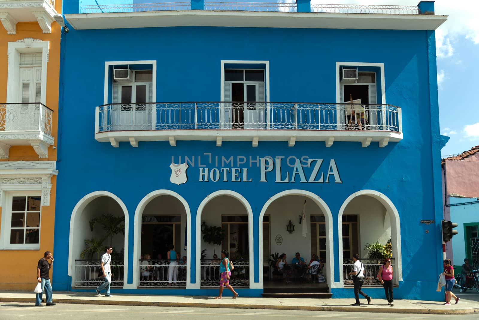 Sancti Spiritus, Cuba - 4 February 2015: Hotel plaza near Parque Serafin Sanchez