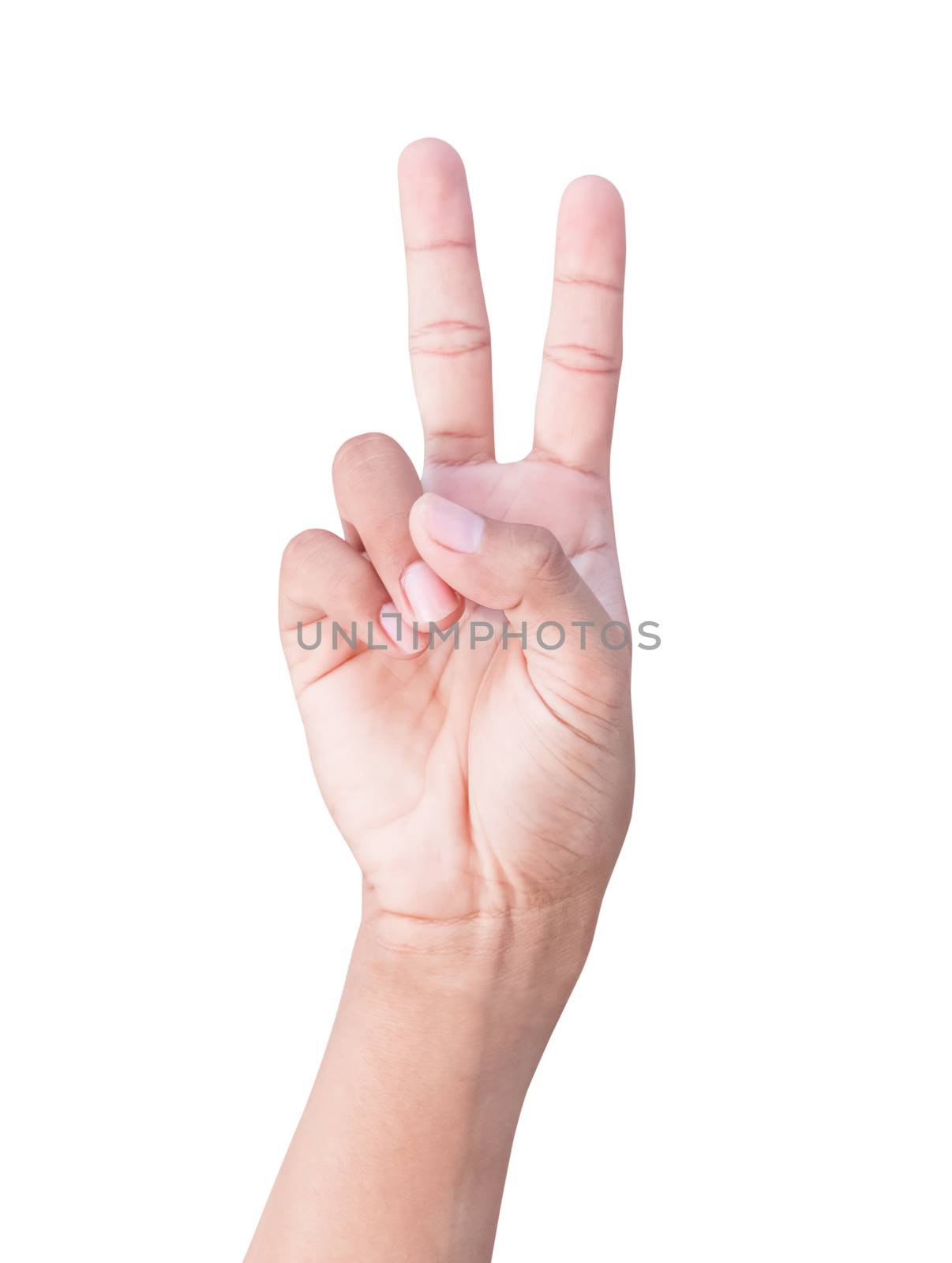 hand number two symbol showing on white background by pramot