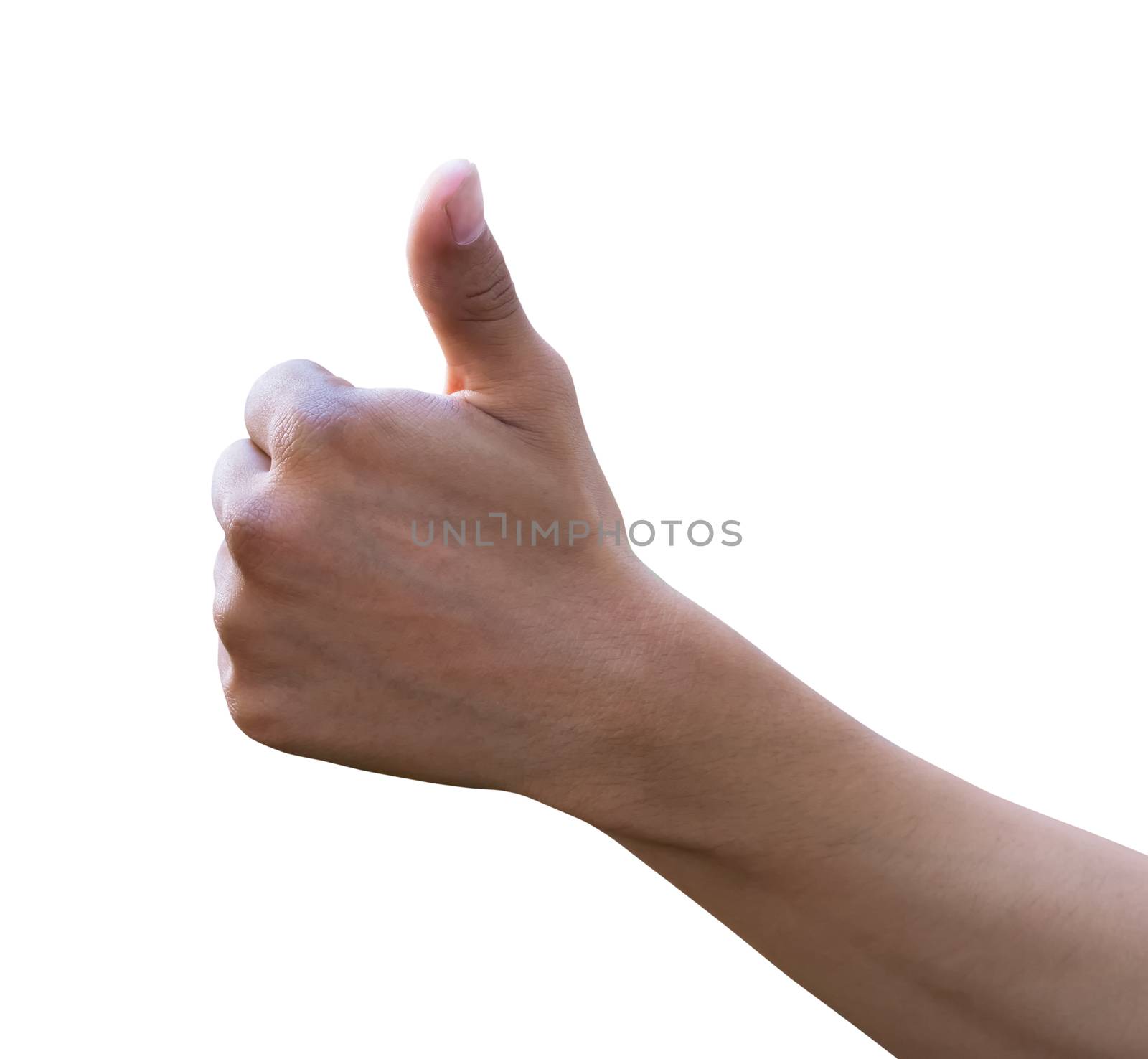 hand thumb up symbol showing on white background by pramot