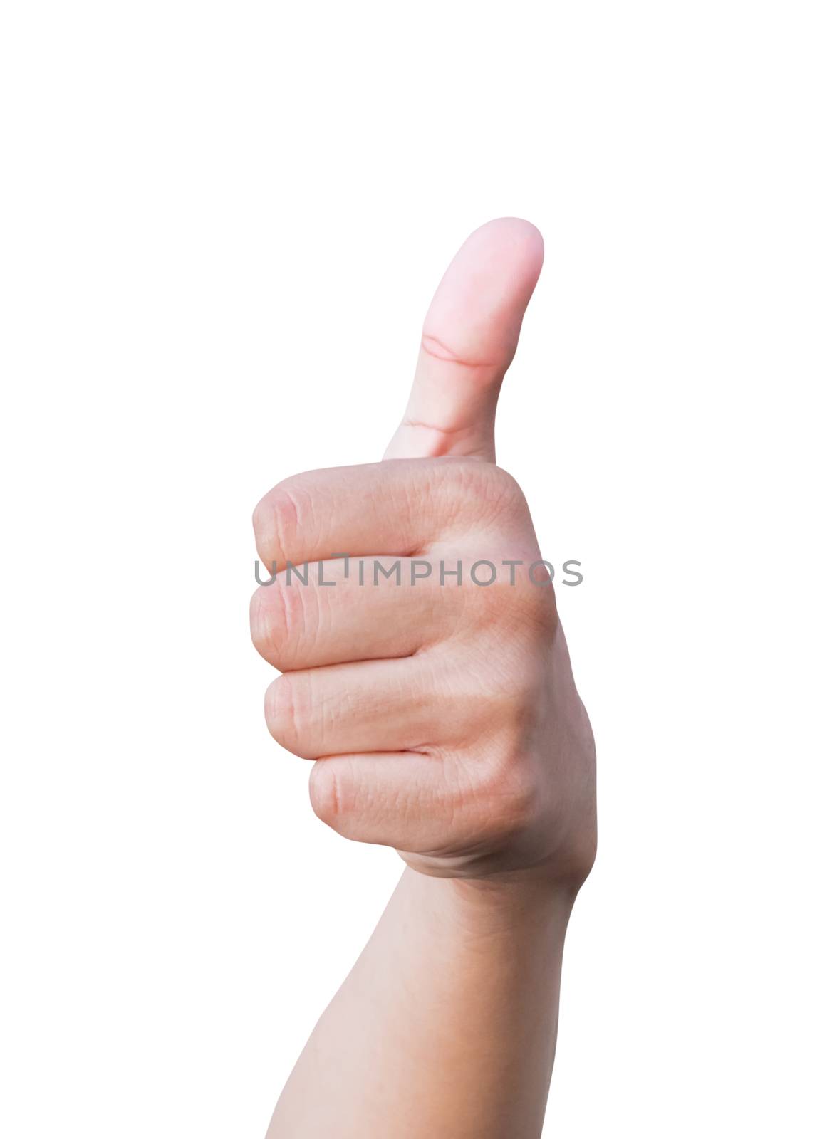 hand thumb up symbol showing on white background by pramot