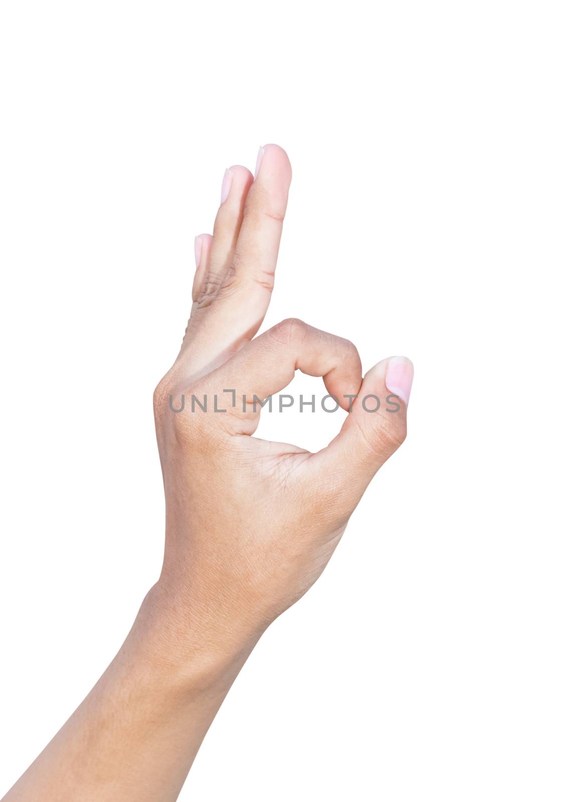 hand ok symbol showing on white background by pramot