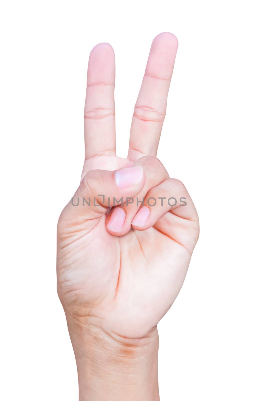 hand number two symbols showing on white background by pramot