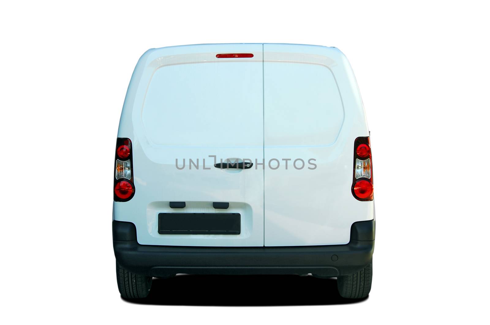 White commercial vehicle isolated on white background