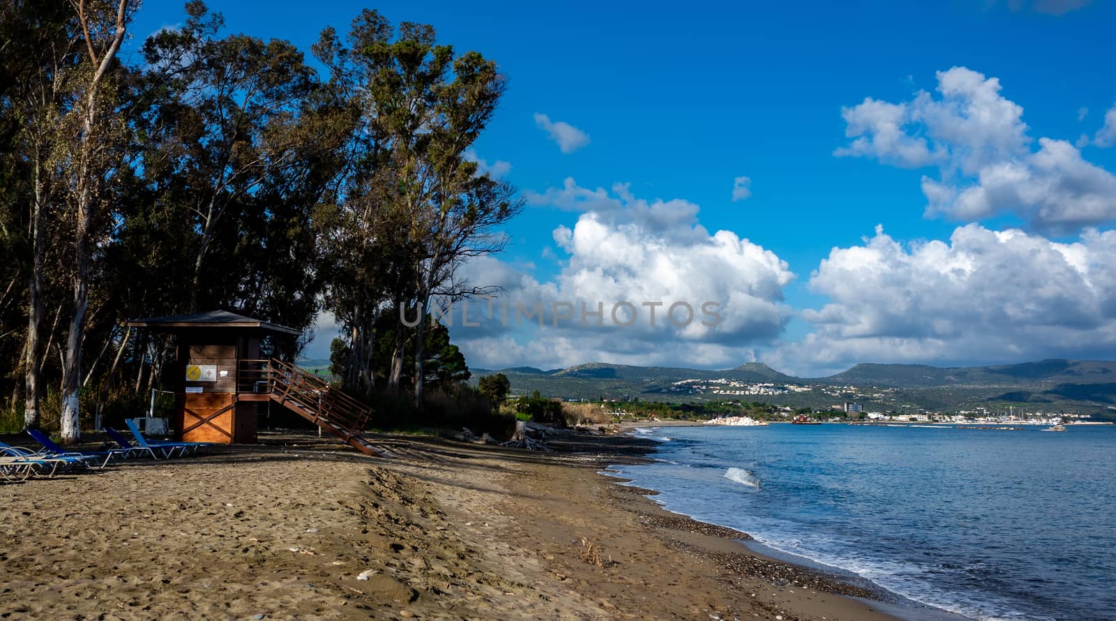 Pebble beach on the Mediterranean coast on the Akamas Peninsula on the island of Cyprus.