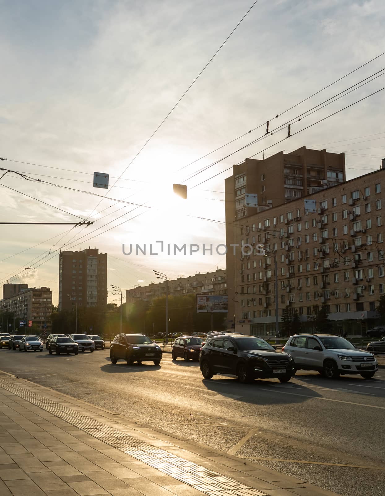 August 14, 2019, Moscow, Russia. Car traffic on Bolshaya Cherkizovskaya street in Moscow.