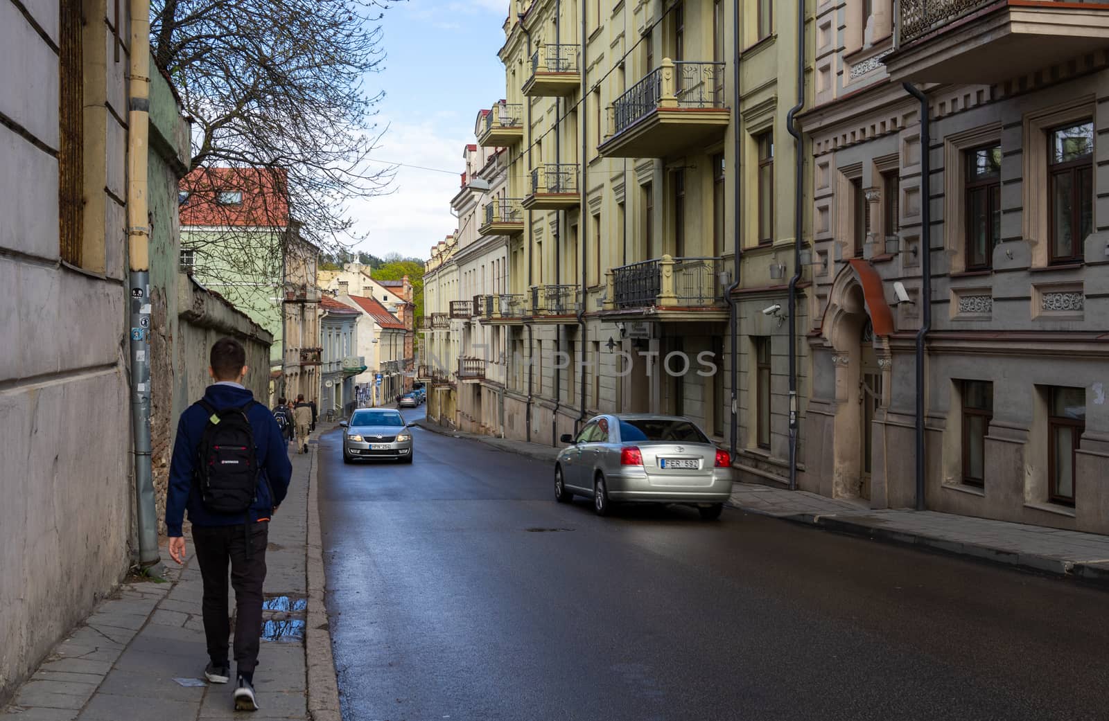 April 27, 2018 Vilnius, Lithuania. Car traffic on one of the streets in Vilnius.