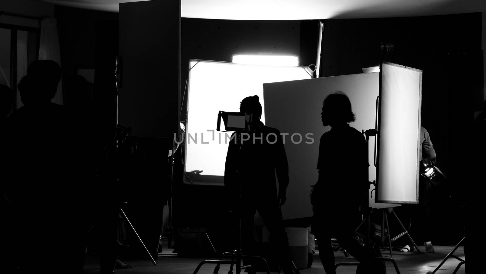 Shooting studio behind the scenes in silhouette images by gnepphoto