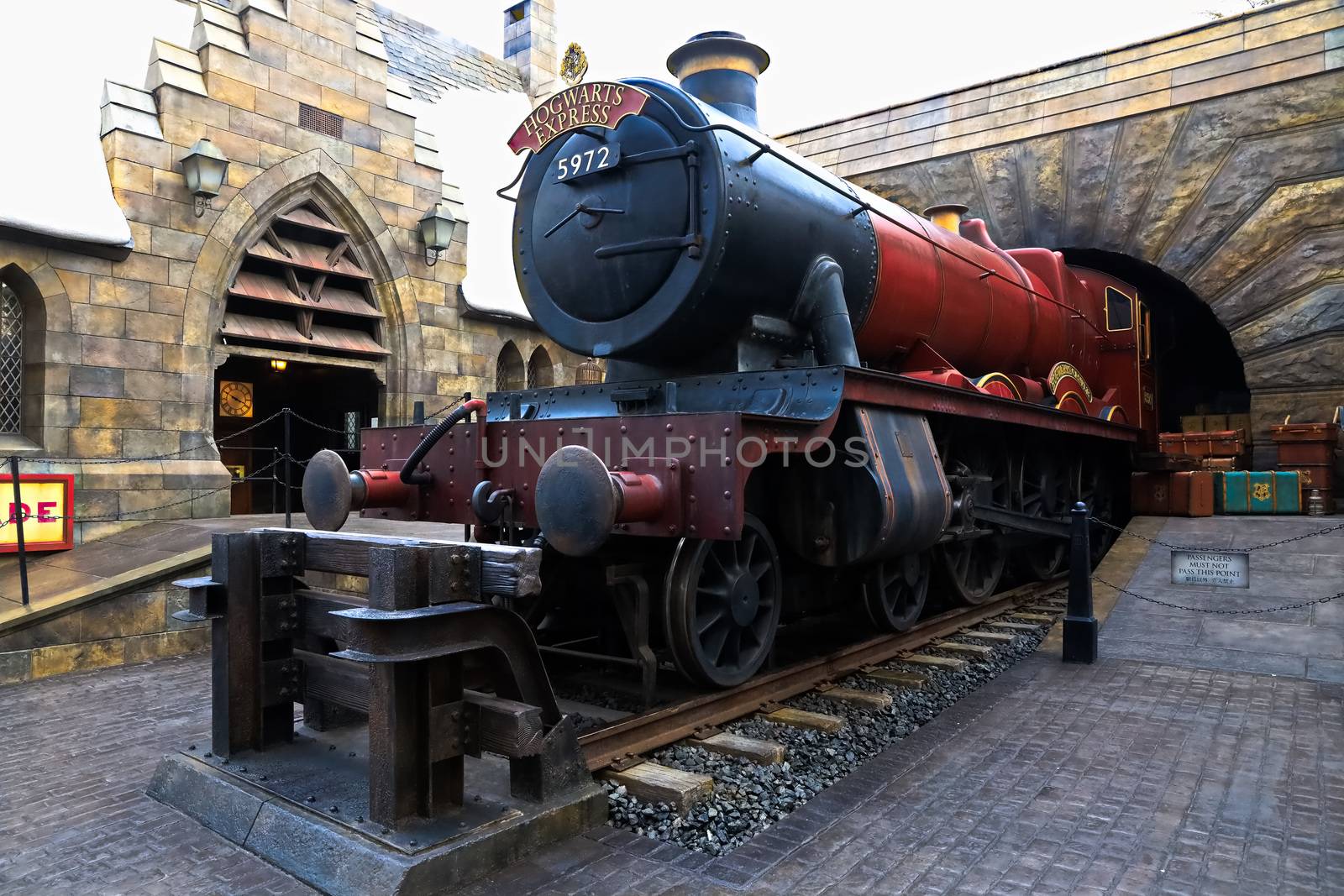 OSAKA , JAPAN - Jan 19,2019 : The Hogwarts express train at the Wizarding World of Harry Potter in Universal Studios Japan.