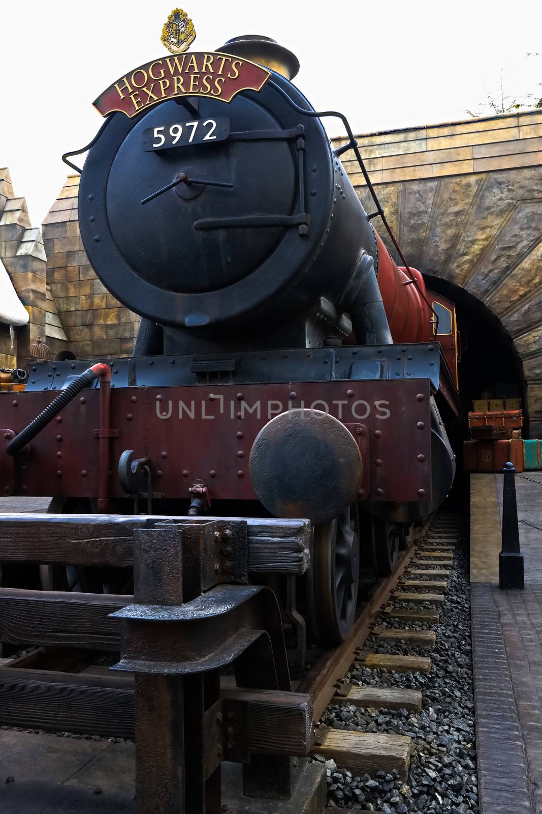 OSAKA , JAPAN - Jan 19,2019 : The Hogwarts express train at the Wizarding World of Harry Potter in Universal Studios Japan.