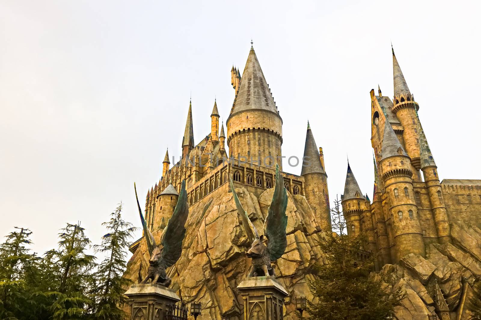 Osaka, Japan - Dec 02, 2017: View of Hogwarts castle at the Wizarding World of Harry Potter in Universal Studios Japan. by USA-TARO