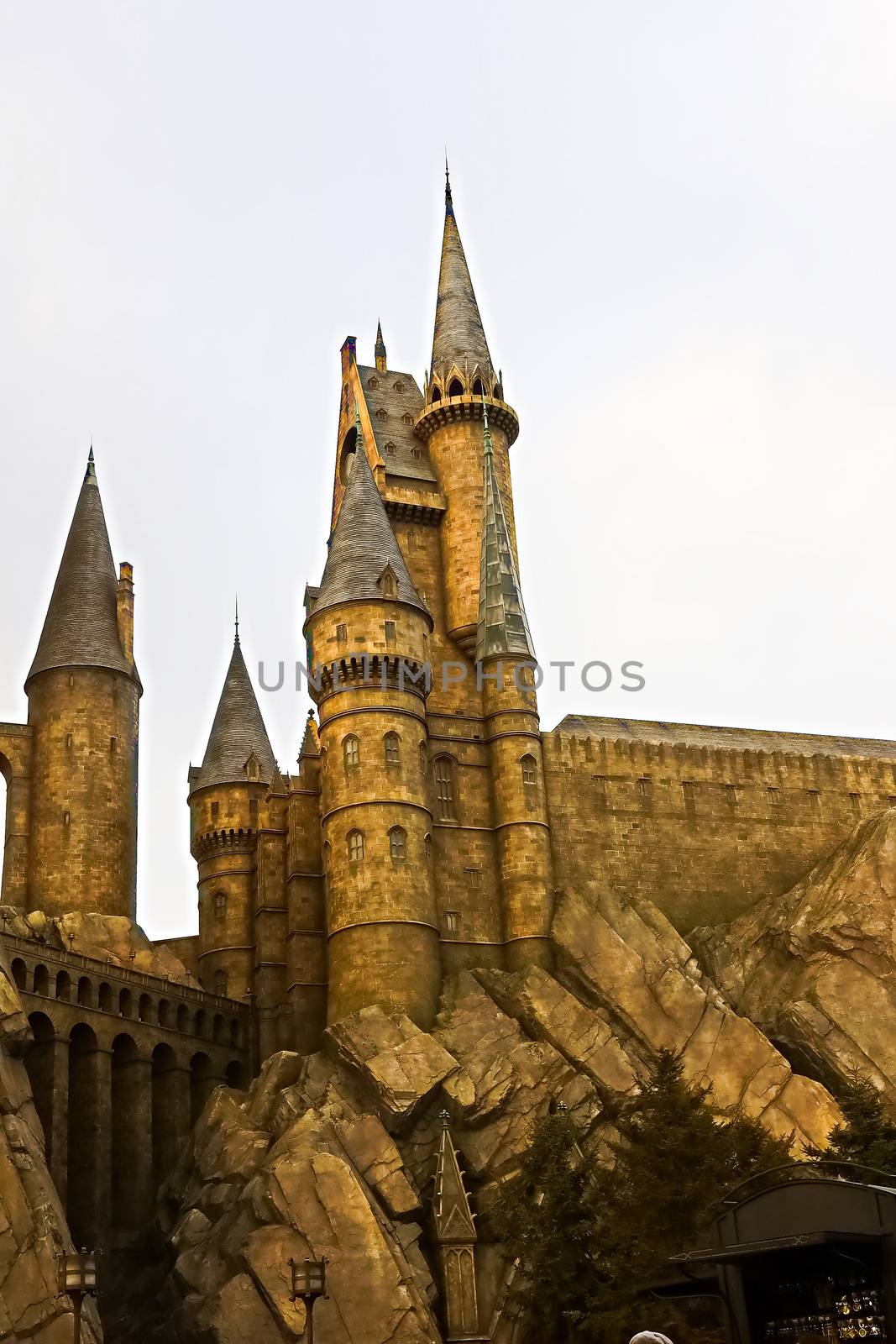 Osaka, Japan - Dec 02, 2017: View of Hogwarts castle at the Wizarding World of Harry Potter in Universal Studios Japan. by USA-TARO