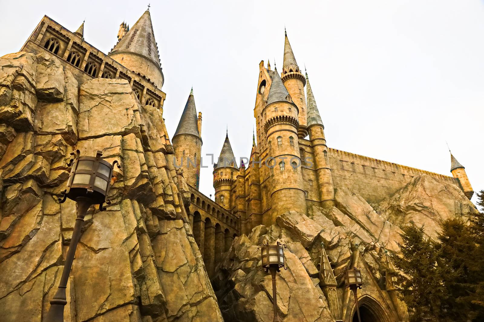 Osaka, Japan - Aug 15, 2020: View of Hogwarts castle at the Wizarding World of Harry Potter in Universal Studios Japan. by USA-TARO