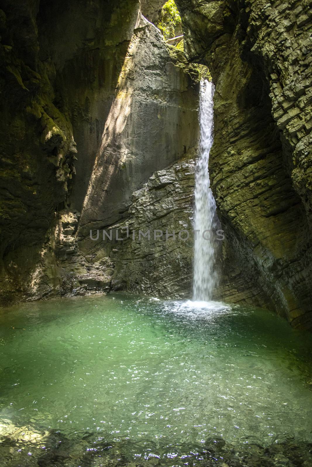 waterfall in slovenia in summer