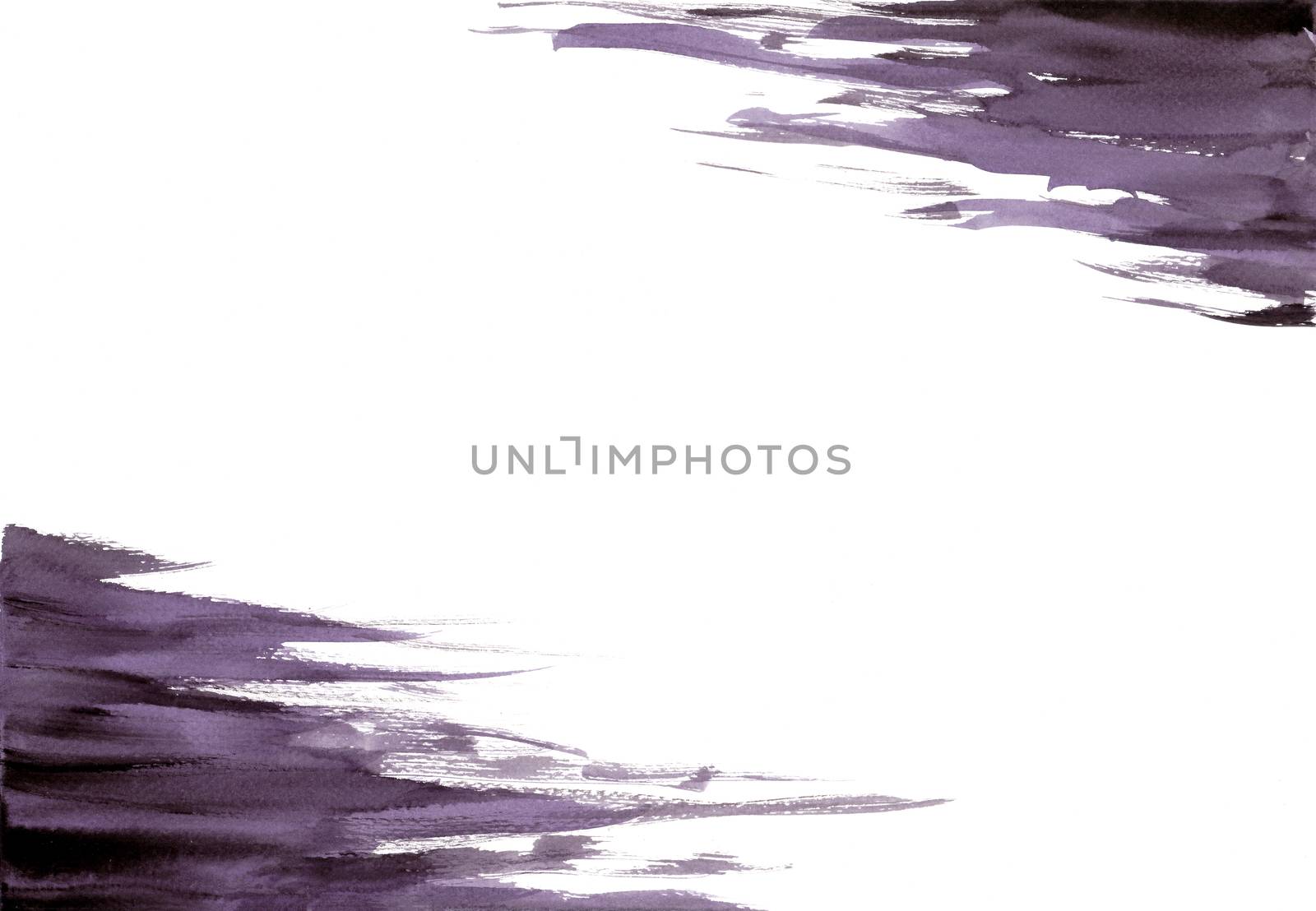 Purple and black abstract hand painted watercolor background. Grunge style paint brush. by Ungamrung