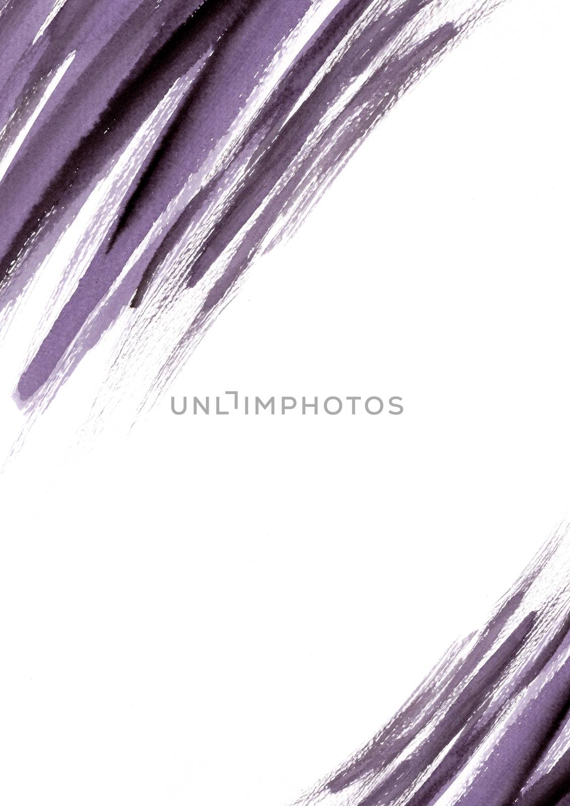 Purple and black abstract hand painted watercolor background. Grunge style paint brush. by Ungamrung