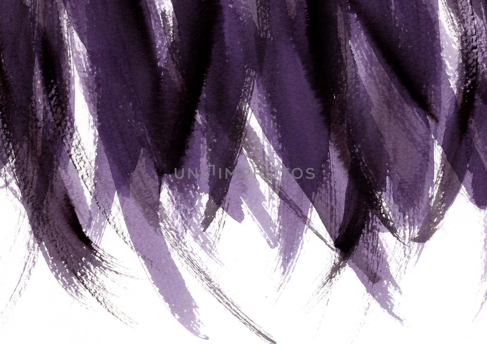 Purple and black abstract hand painted watercolor background. Grunge style paint brush. by Ungamrung