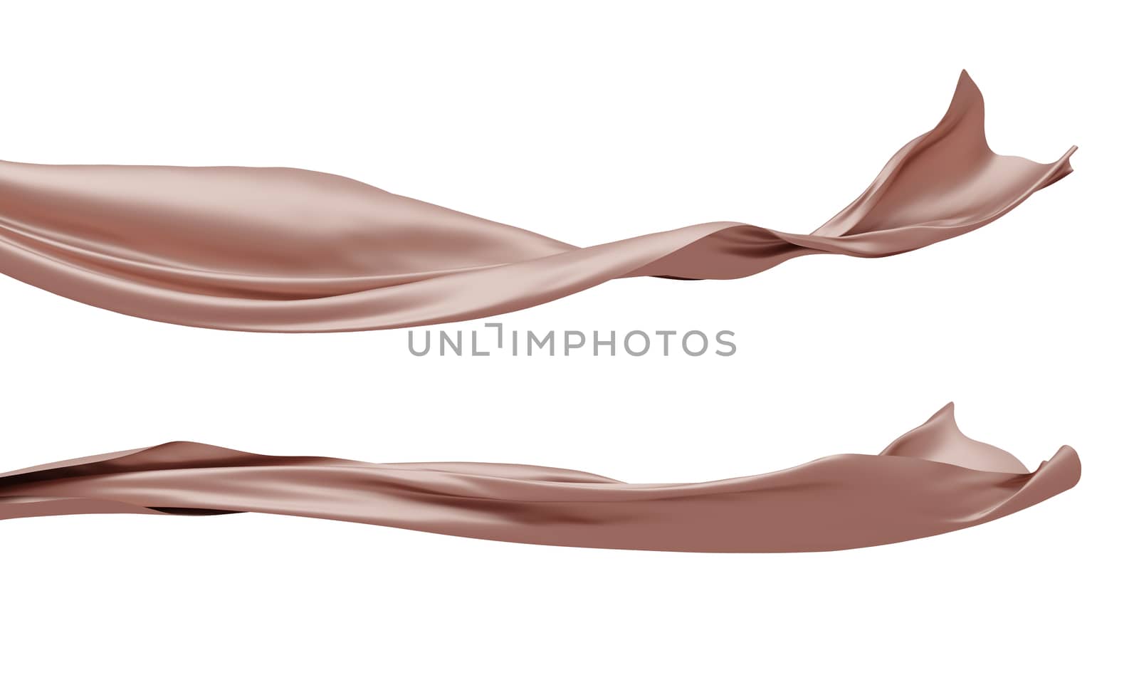 Rose gold fabric flying in the wind isolated on white background by Myimagine