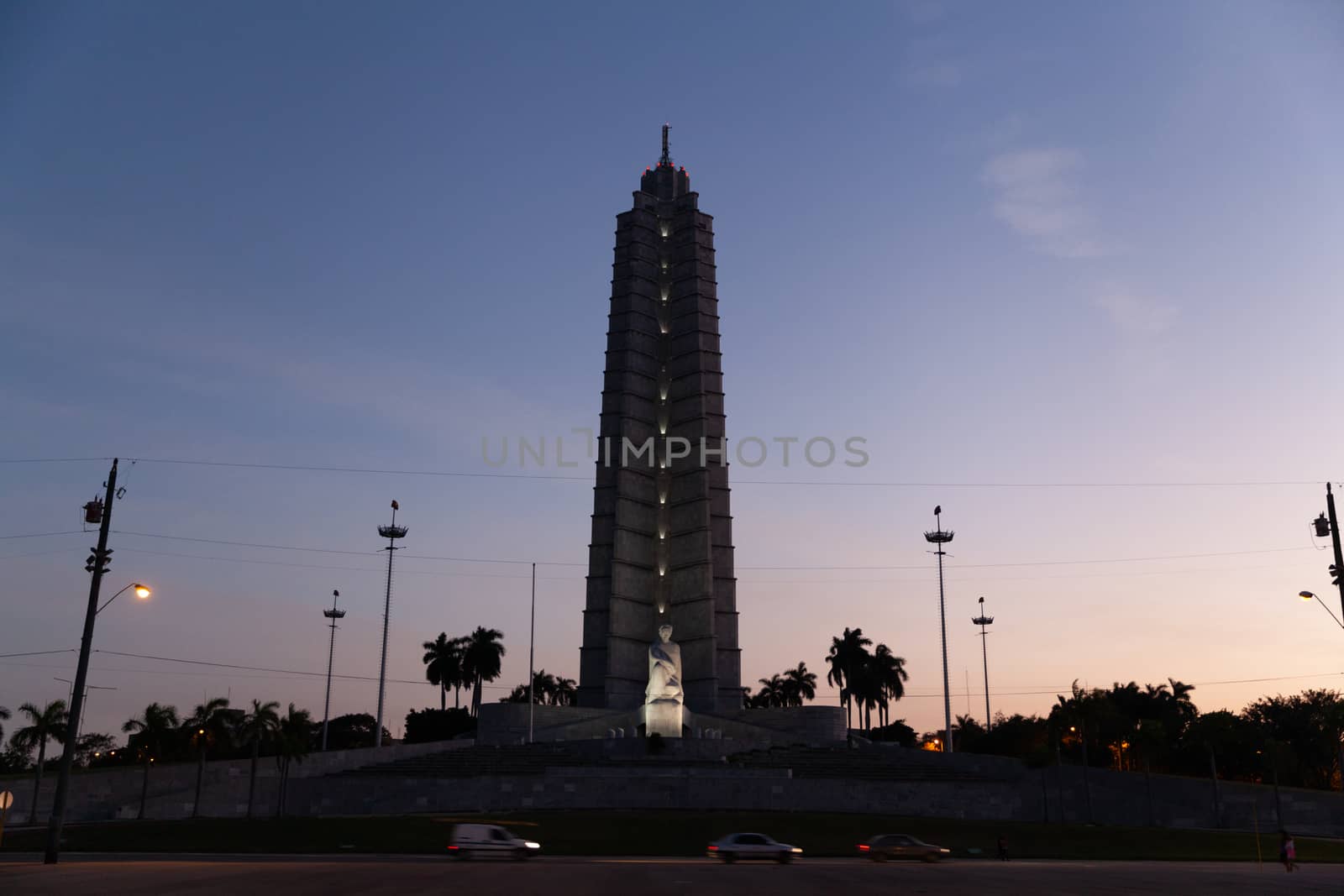 Havana, Cuba - 8 February 2015: Jose Marti Memorial by sunset