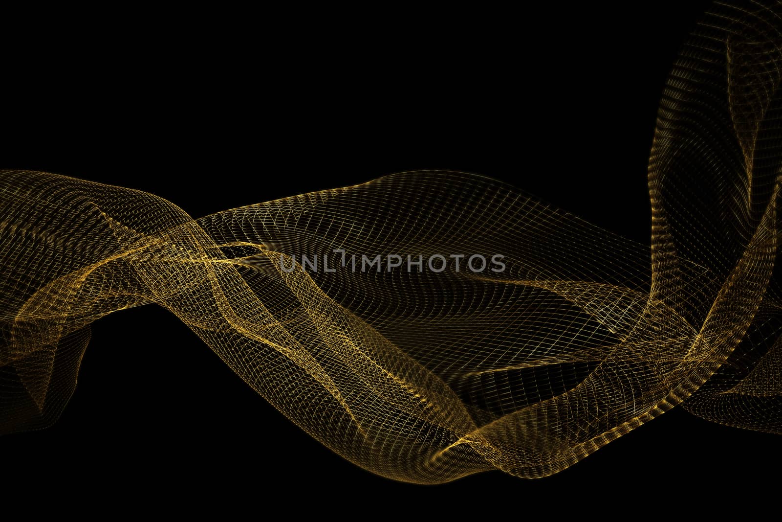 Wireframe fabric on black background 3D render