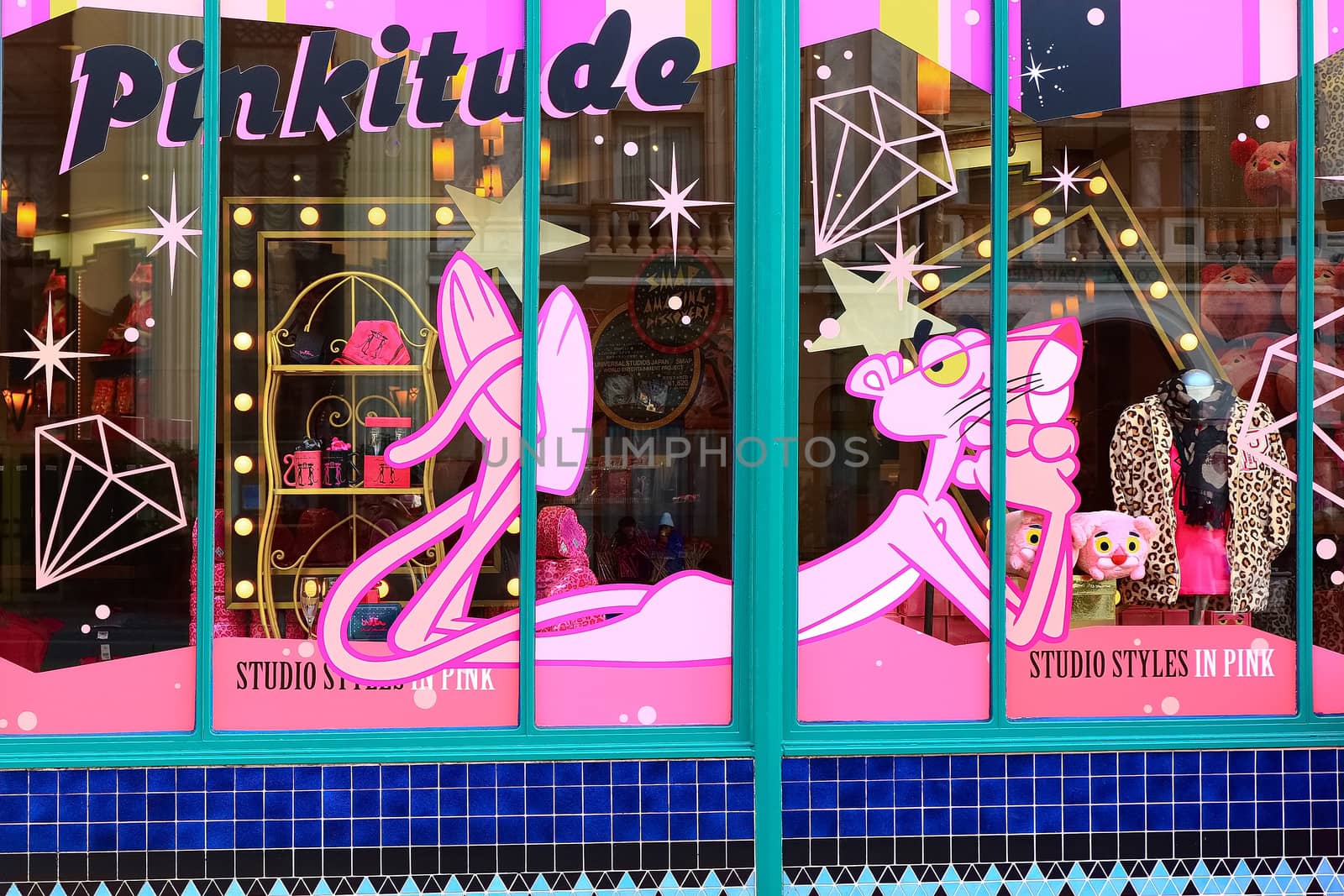 Osaka,JAPAN - 14 Apr, 2017: Shop sign of the Pink Panther store in Universal Studios JAPAN. by USA-TARO