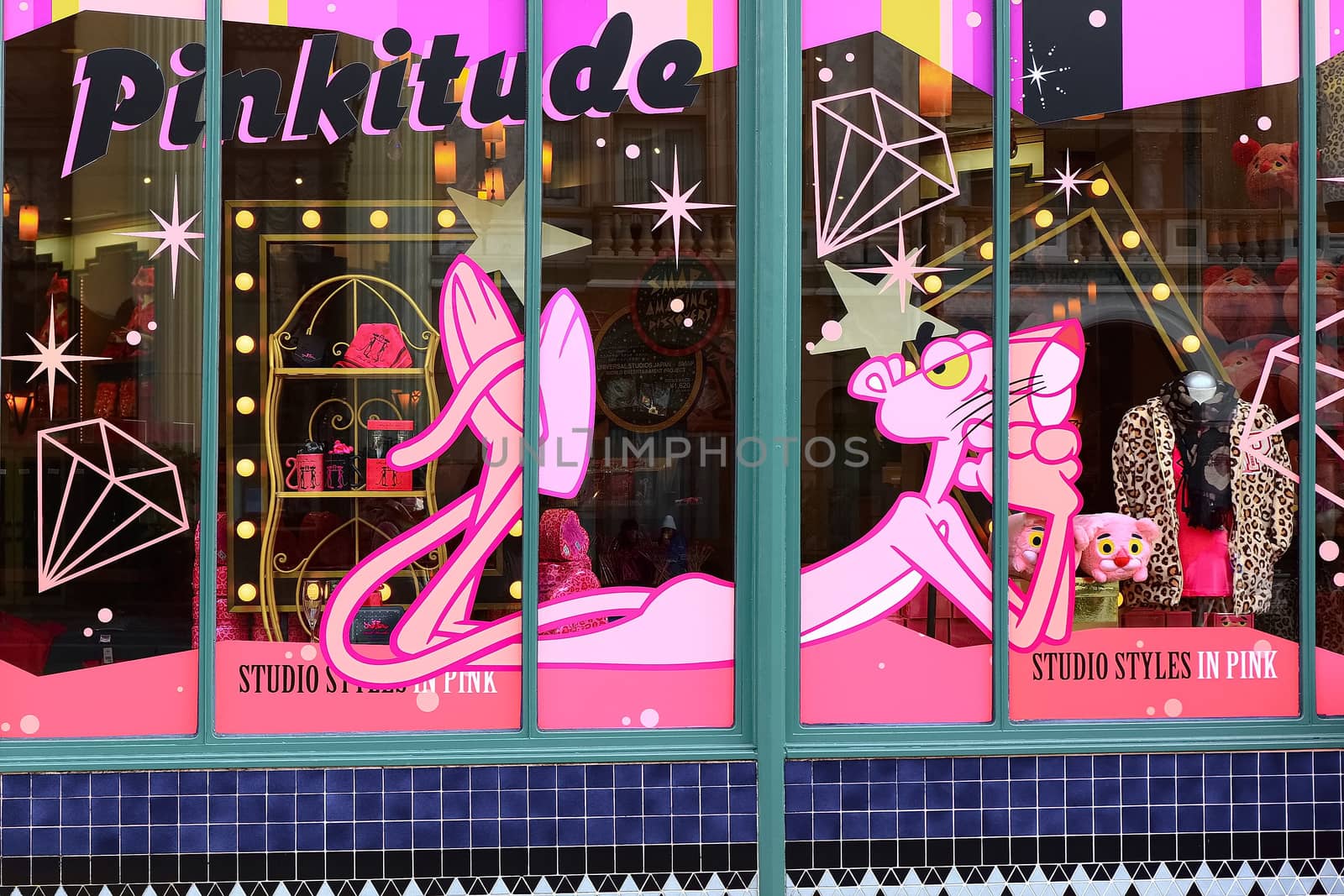 Osaka,JAPAN - 14 Apr, 2017: Shop sign of the Pink Panther store in Universal Studios JAPAN. by USA-TARO