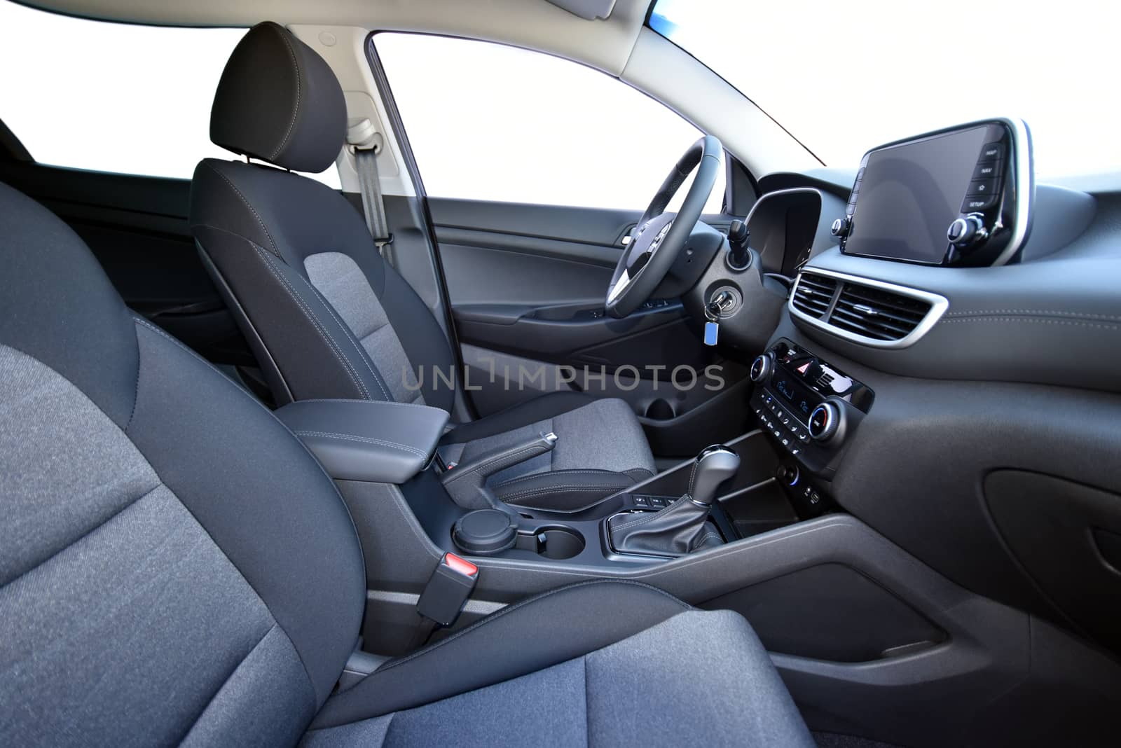 Modern car interior with seats and dashboard by aselsa
