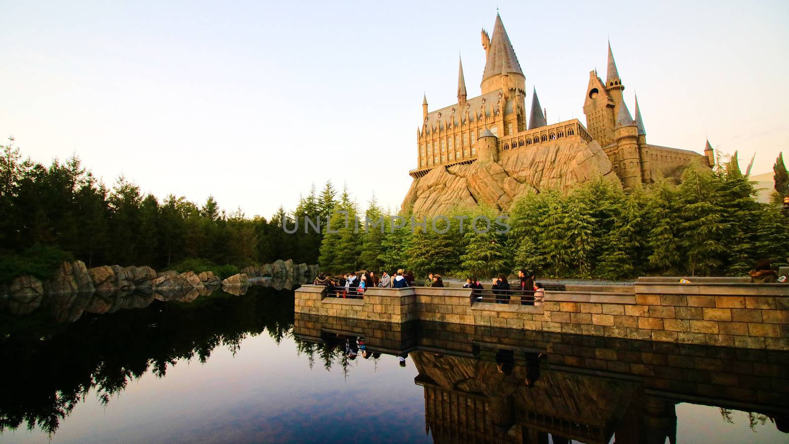 Osaka, Japan - Dec 02, 2017: View of Hogwarts castle at the Wizarding World of Harry Potter in Universal Studios Japan. by USA-TARO