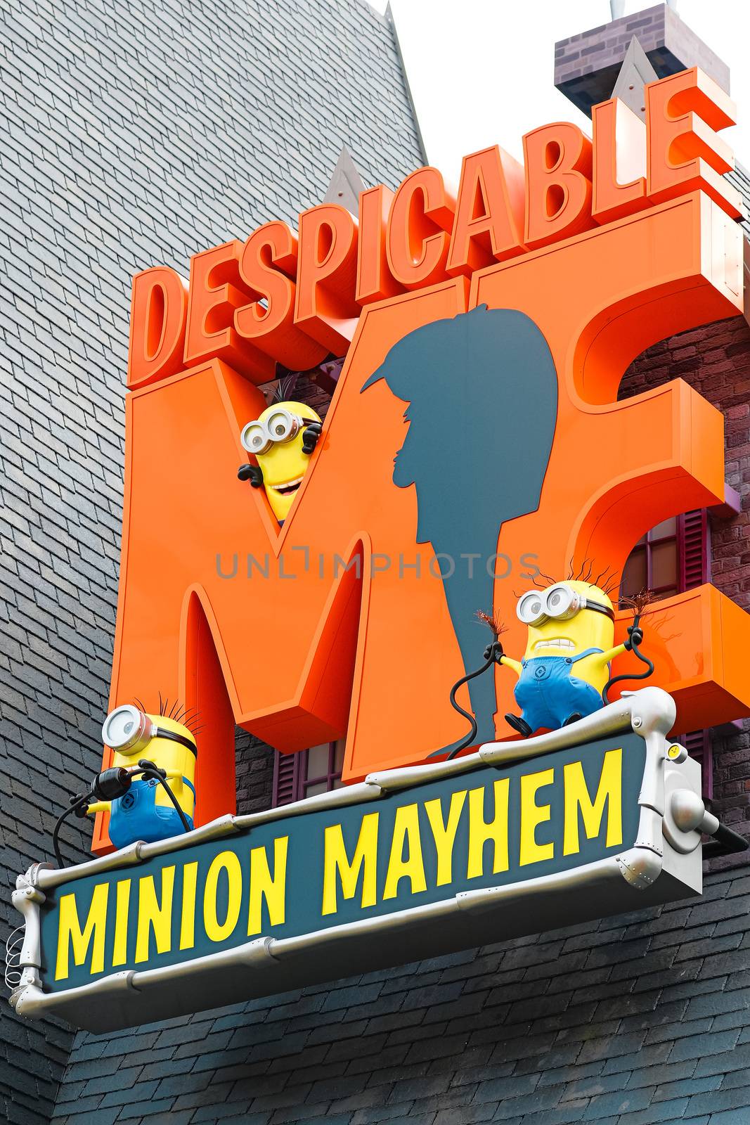 Osaka, JAPAN - NOVEMBER 03 2017: Entrance Sign of Despicable Me Minion Mayhem. Universal Studios JAPAN is a theme park resort in Osaka, JAPAN. by USA-TARO