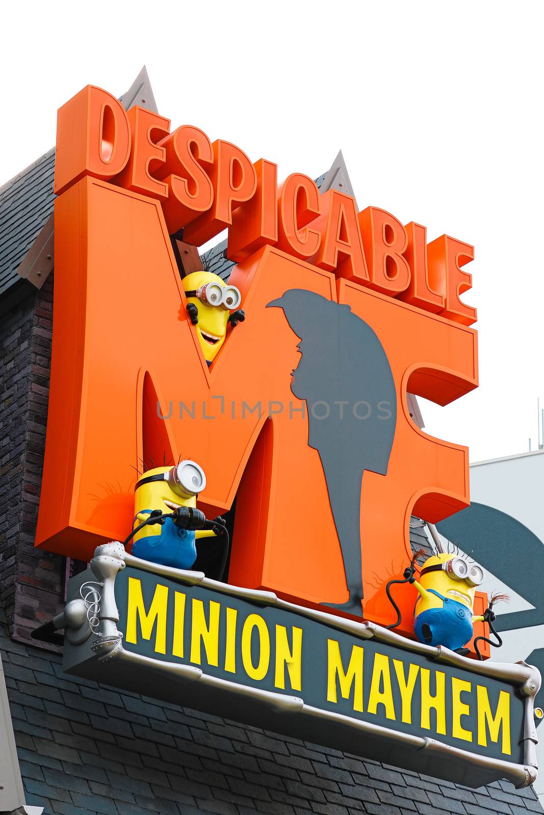 Osaka, JAPAN - NOVEMBER 03 2017: Entrance Sign of Despicable Me Minion Mayhem. Universal Studios JAPAN is a theme park resort in Osaka, JAPAN.