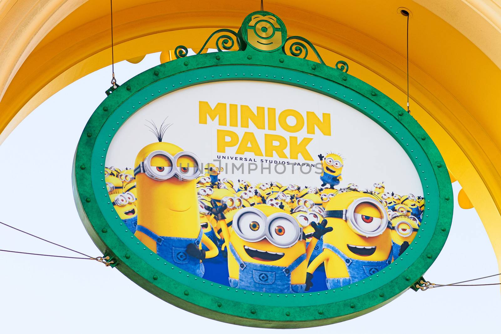 Osaka, Japan - November 03,2017 : The minion Park Sign was introduced on the Universal Studios JAPAN,