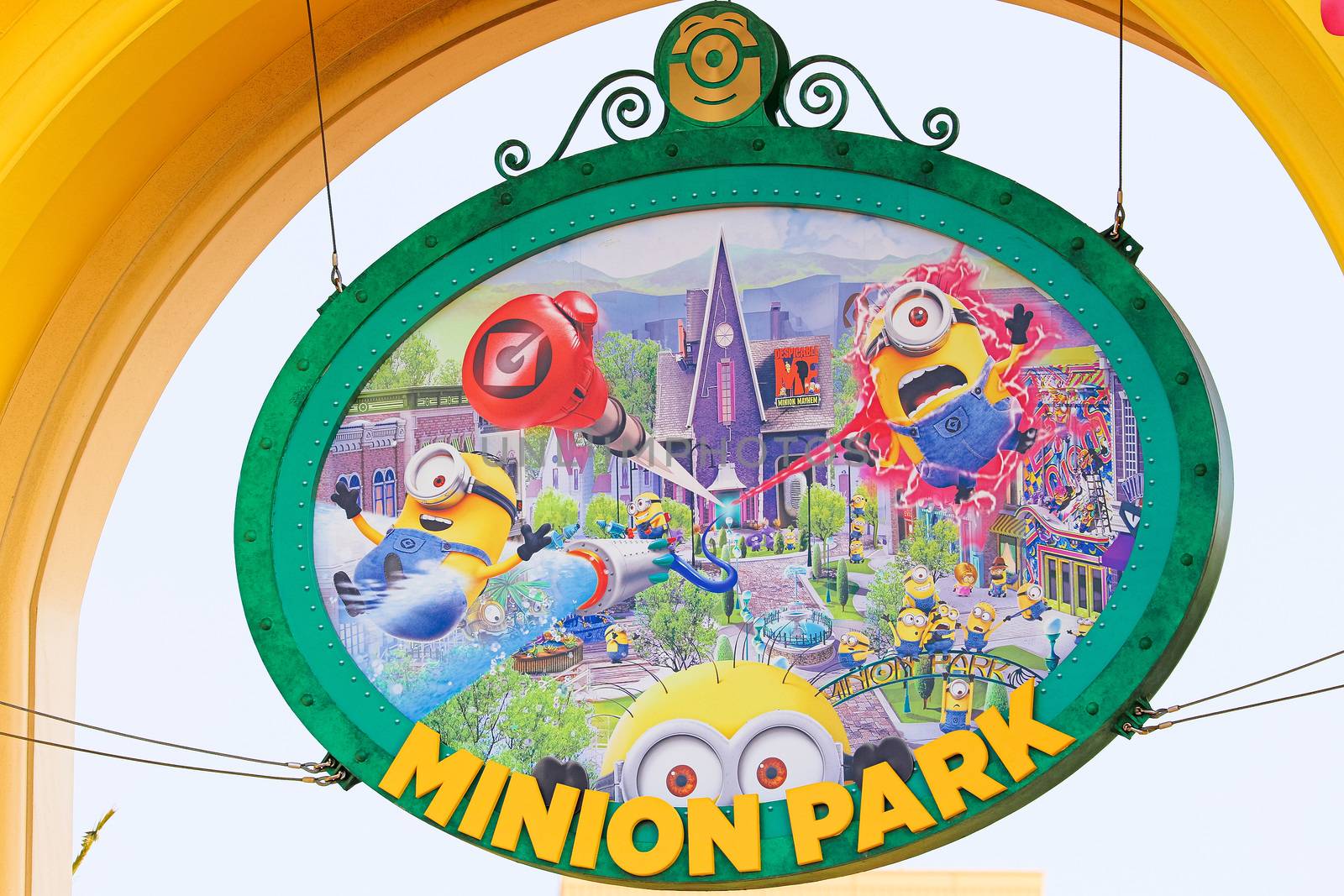 Osaka, Japan - November 03,2017 : The minion Park Sign was introduced on the Universal Studios JAPAN, by USA-TARO