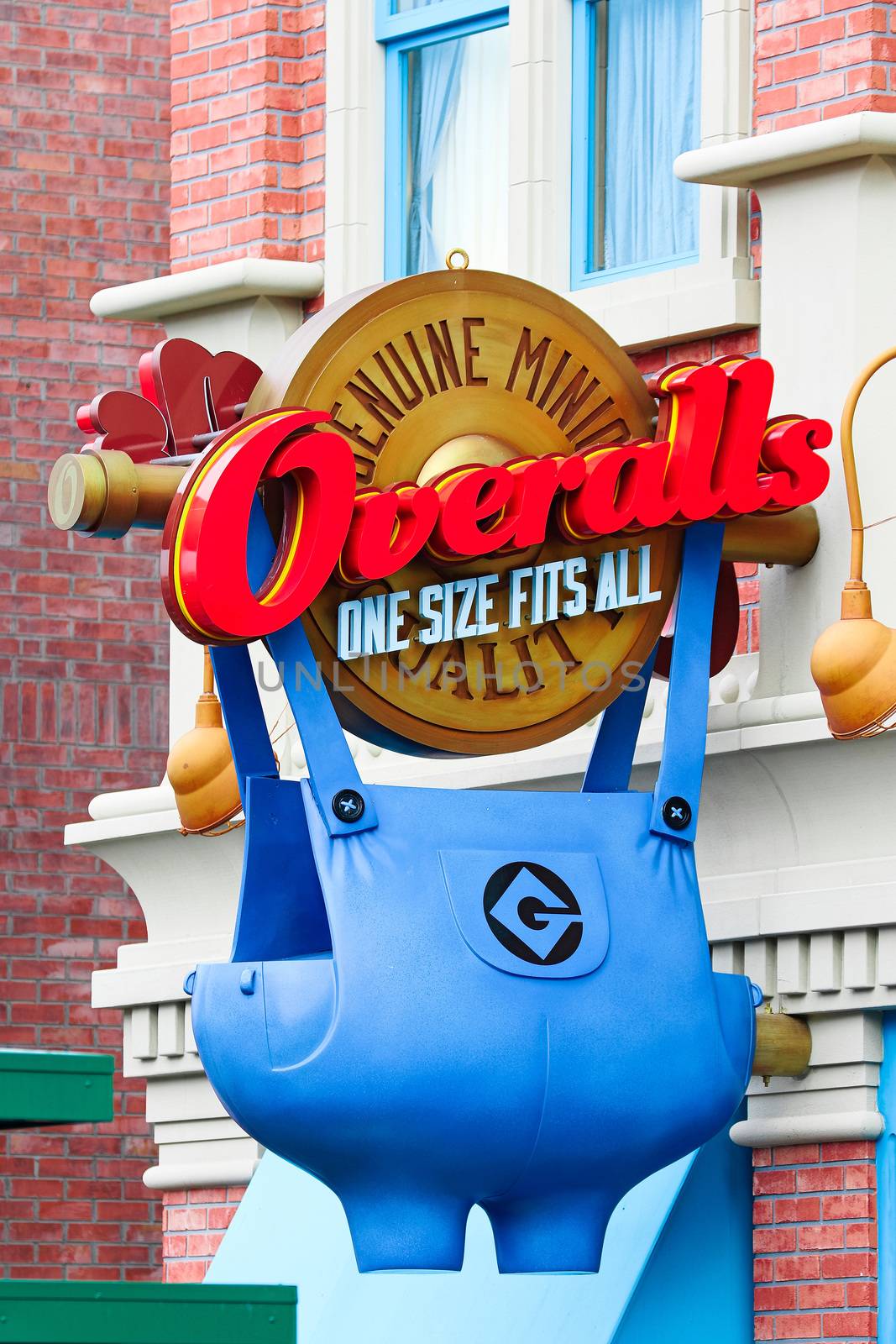 Osaka, JAPAN - NOV 19, 2019: Sign board of Minions from Despicable Me Minion Mayhem Movie at Minion Park in Universal Studios JAPAN.Universal Studios JAPAN is a theme park in Osaka. by USA-TARO