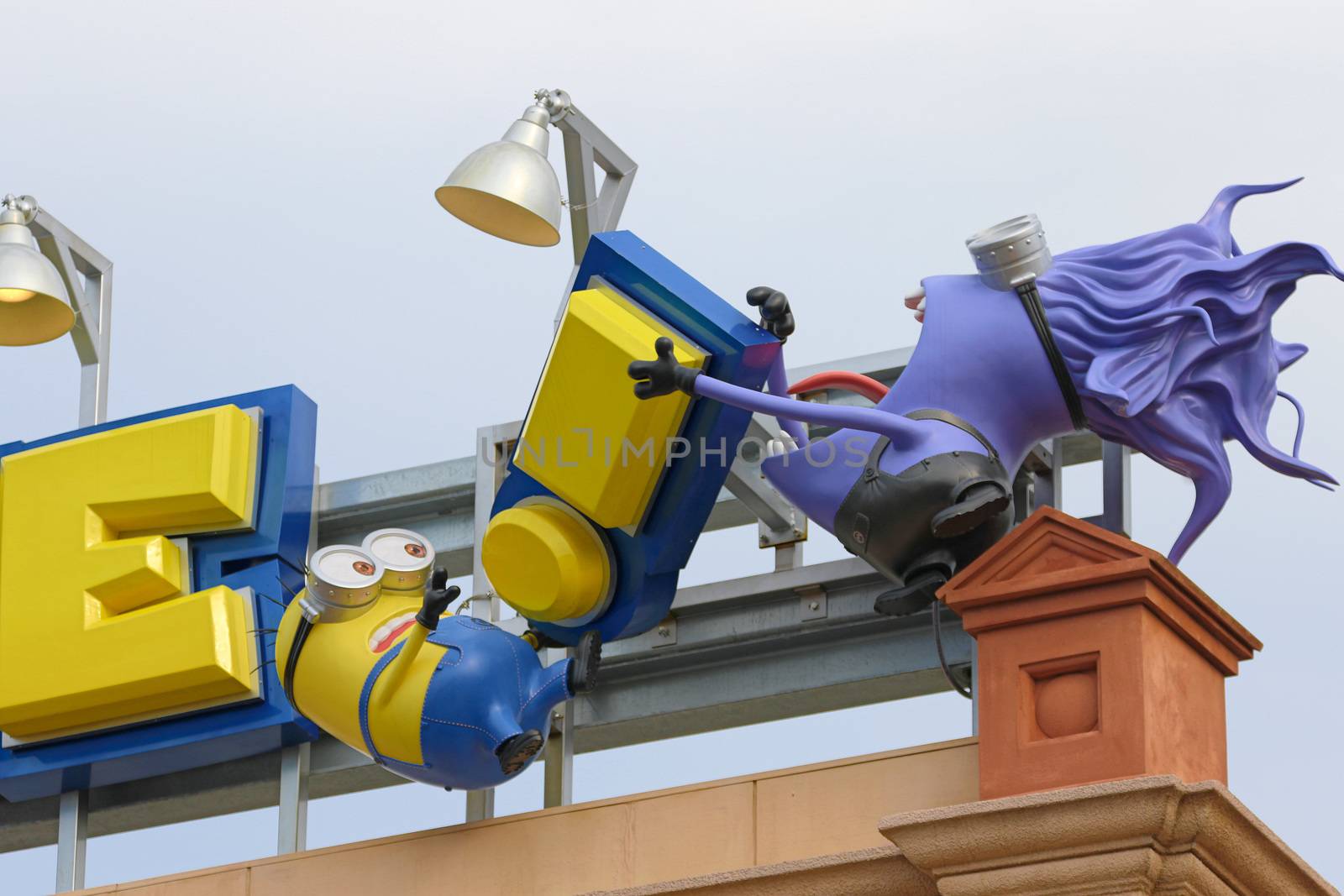 Osaka, JAPAN - NOV 19, 2019: Sign board of Minions from Despicable Me Minion Mayhem Movie at Minion Park in Universal Studios JAPAN.Universal Studios JAPAN is a theme park in Osaka. by USA-TARO