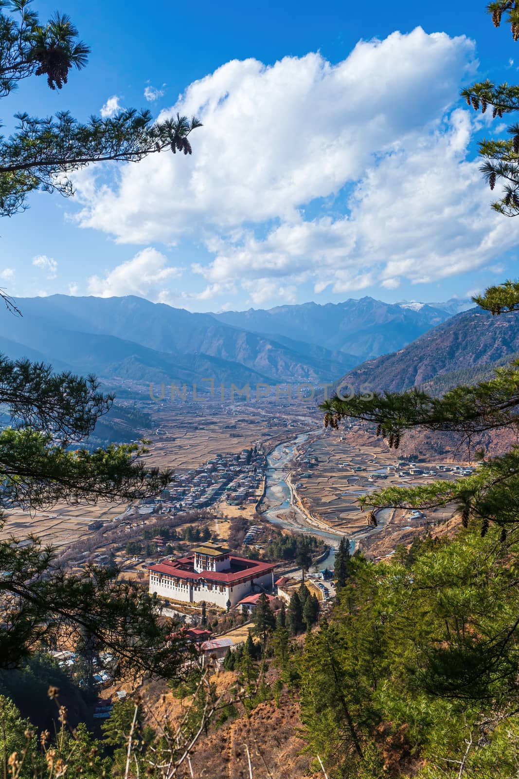 Aerial view of the Paro Dzong, Bhutan by COffe