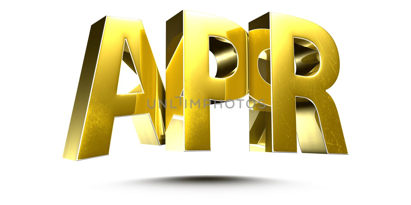 3D illustration APR Gold isolated on a white background.(with Clipping Path)
