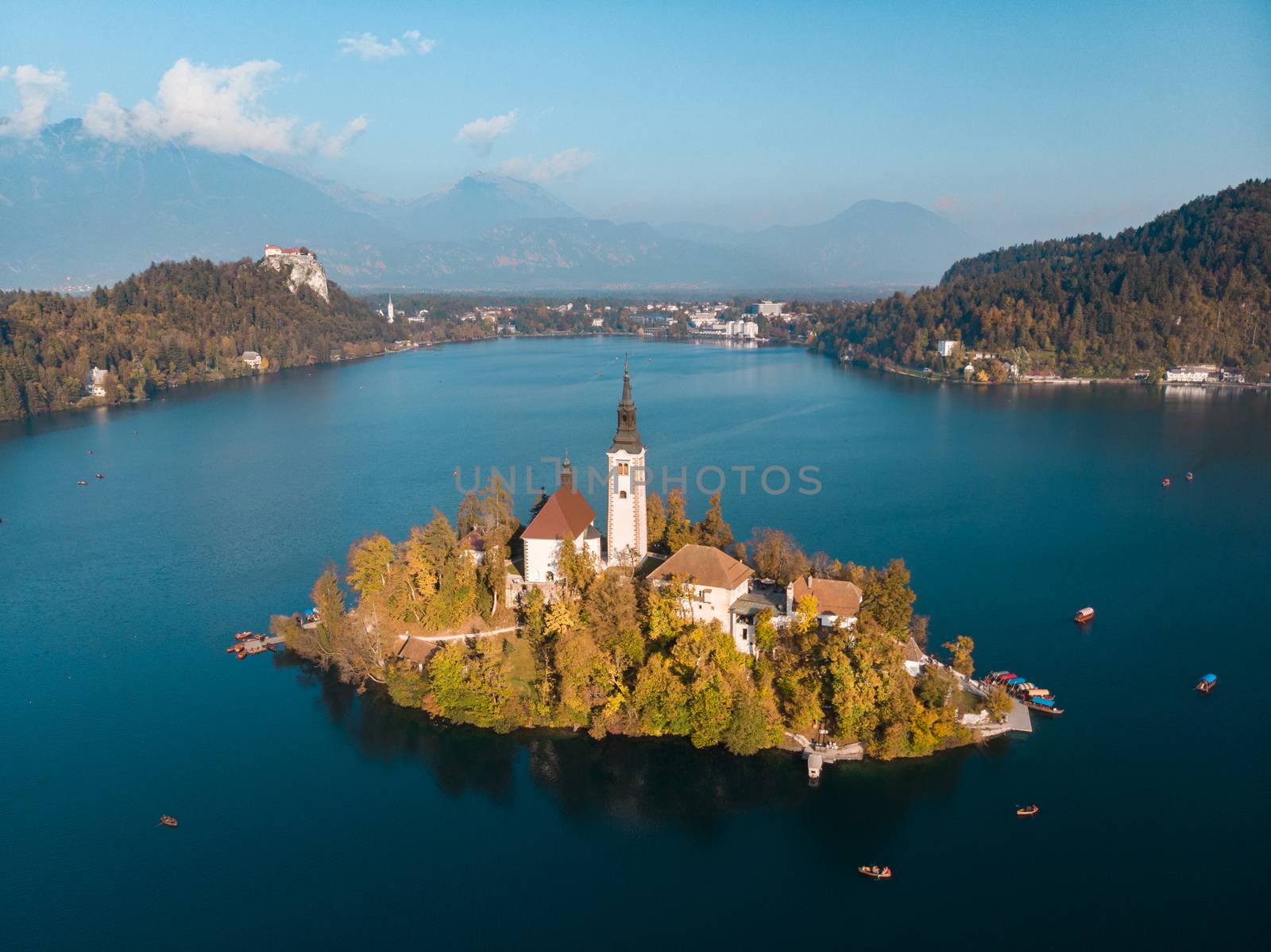 Island on Lake Bled in Slovenia, with the Church of the Assumption.