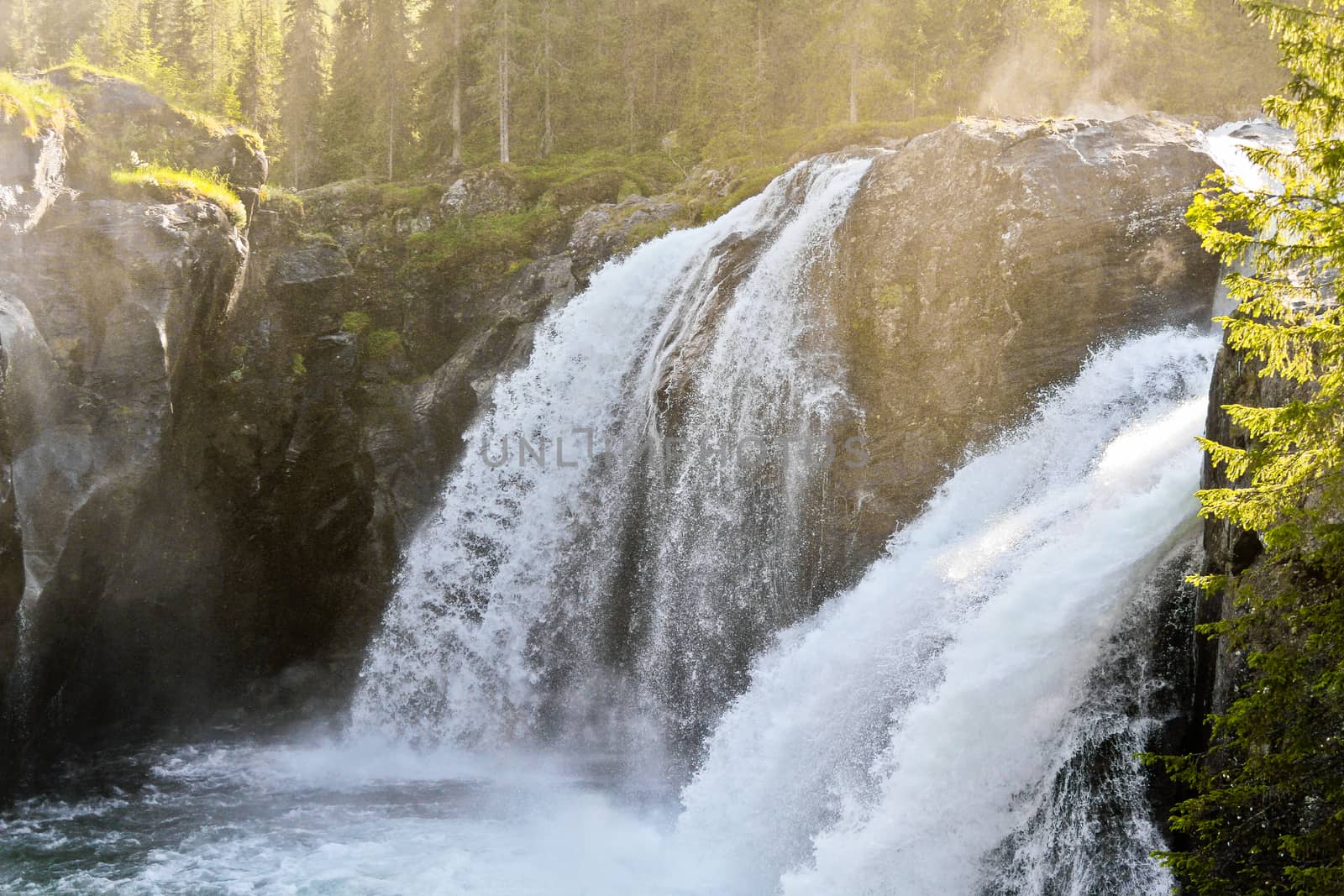 The most beautiful waterfall in Europe. Rjukandefossen in Hemsedal, Buskerud, Norway.