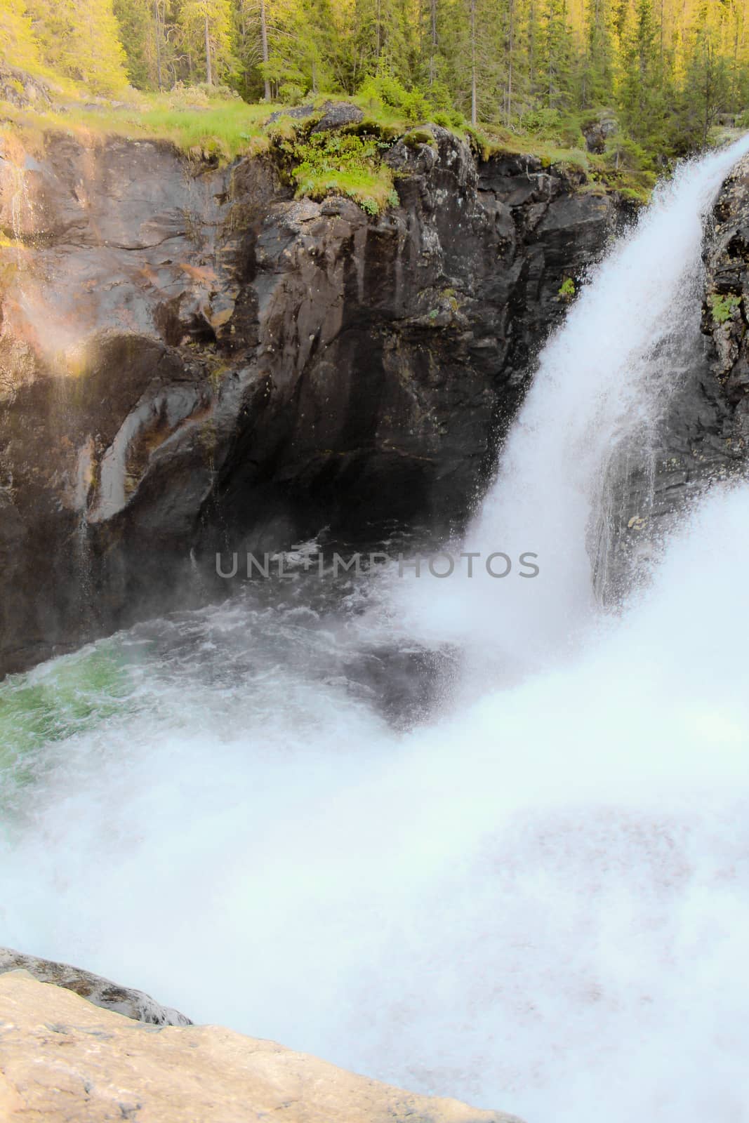 The most beautiful waterfall in Europe. Rjukandefossen in Hemsedal, Buskerud, Norway.